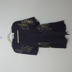 ERICA BROOKS BROWN/GOLD SHIRT WITH BELT BACK SIZE 3X